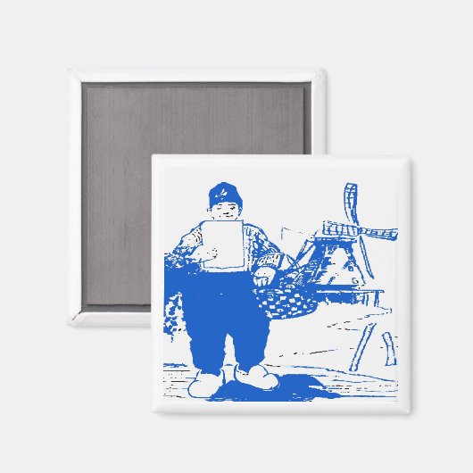 Aimant Garçon néerlandais avec moulin à vent (Recto/Verso)