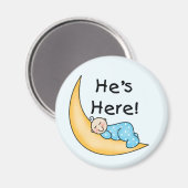 Aimant Garçon sur Lune Il est ici (Recto/Verso)