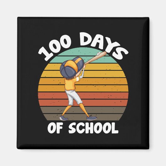 Aimant Garçons 100 jours d'école Baseball 100e jour (Devant)