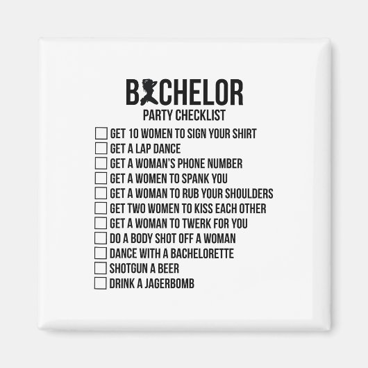 Aimant Garçons d'honneur Marié Squat Hommes Célibataire F (Devant)