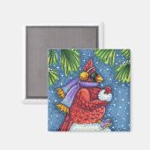 AIMANT GARDE CARDINAL SNOWMAN, CUTE NOËL REDBIRD (Recto/Verso)