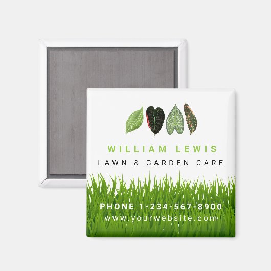 Aimant Garden Lawn Care Landscaping Feuille Business Logo (Recto/Verso)