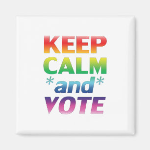 Aimant "garder calme et voter" pride lgbtq lgbt, blanc -