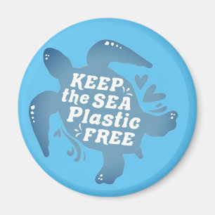 Aimant Gardez la Tortue Marine Plastique Libre