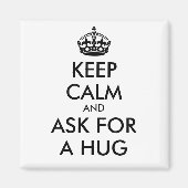 Aimant GARDEZ LE CALME ET DEMANDEZ UN HUG - noir (Devant)