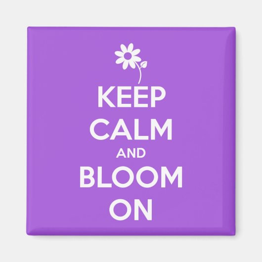 Aimant Gardez le calme et la floraison sur le pourpre (Devant)