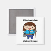 Aimant Gardien Janitor Femme Drôle (Recto/Verso)