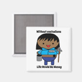 Aimant Gardienne Janitor Femmes Noir Kawaii Personnaliser (Recto/Verso)