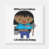 Aimant Gardienne Janitor Femmes Noir Kawaii Personnaliser (Devant)