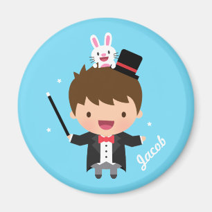 Aimant Gars Magicien Lapin Magique Personnalisé