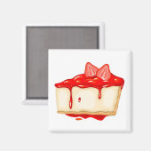 Aimant Gâteau au fromage aux fraises délicieux (Recto/Verso)