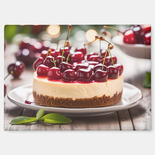 Aimant Gâteau au fromage et cerises (Recto)