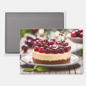 Aimant Gâteau au fromage et cerises (Recto/Verso)