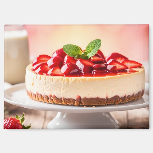 Aimant Gâteau au fromage et fraises (Recto)