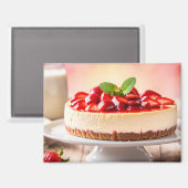 Aimant Gâteau au fromage et fraises (Recto/Verso)