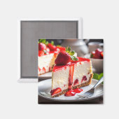 Aimant Gâteau au fromage et fraises (Recto/Verso)