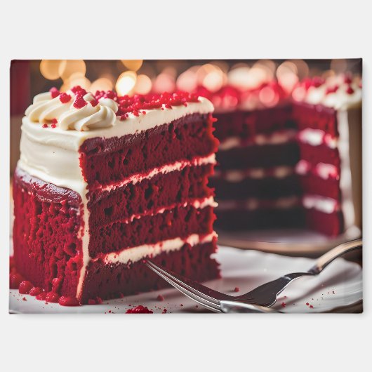 Aimant Gâteau au velours rouge (Recto)