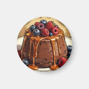 Aimant Gâteau aux Fruits Rouges au Chocolat Décadent et C