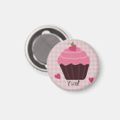 Aimant Gâteau Cupcake Rose Glacé (Recto/Verso)