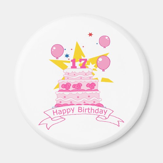 Aimant Gâteau d'anniversaire 17 ans (Devant)
