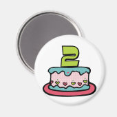 Aimant Gâteau d'anniversaire de 2 ans (Recto/Verso)