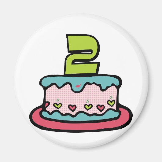 Aimant Gâteau d'anniversaire de 2 ans (Devant)
