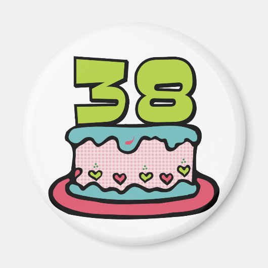 Aimant Gâteau d'anniversaire de 38 ans (Devant)