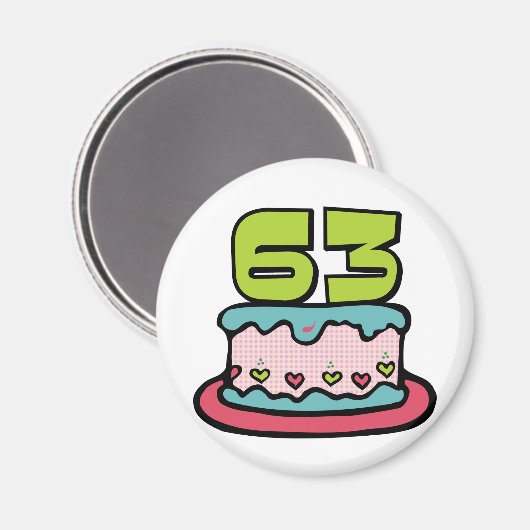 Aimant Gâteau d'anniversaire de 63 ans (Recto/Verso)