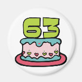 Aimant Gâteau d'anniversaire de 63 ans (Devant)