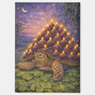 Aimant Gâteau d'anniversaire de tortue Sulcata de minuit