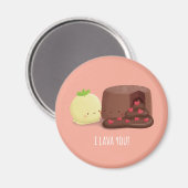 Aimant Gâteau de lave au chocolat mignon et pistolet à gl (Recto/Verso)