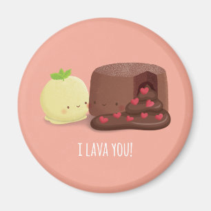 Aimant Gâteau de lave au chocolat mignon et pistolet à gl