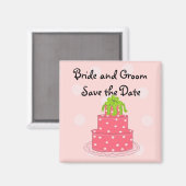 Aimant Gâteau de Mariage Rose Save the Date (Recto/Verso)