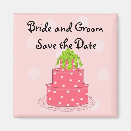 Aimant Gâteau de Mariage Rose Save the Date (Devant)