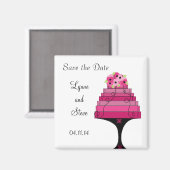 Aimant Gâteau de Mariage Rose Save the Date (Recto/Verso)