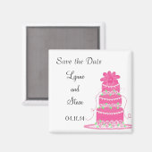 Aimant Gâteau de Mariage Rose Save the Date (Recto/Verso)
