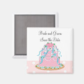 Aimant Gâteau de Mariage Rose Tendre (Recto/Verso)