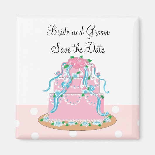 Aimant Gâteau de Mariage Rose Tendre (Devant)