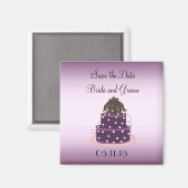 Aimant Gâteau de Mariage Violet Faire Part (Recto/Verso)