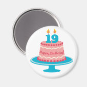 Aimant Gâteau du 19e anniversaire (Recto/Verso)