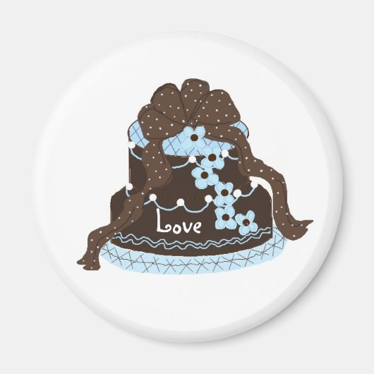 Aimant Gâteau élégant au chocolat et bleu (Devant)
