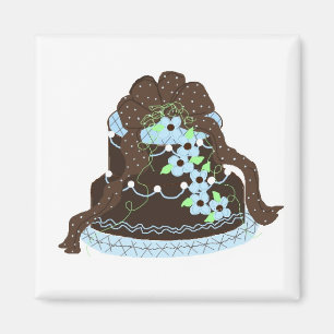 Aimant Gâteau élégant au chocolat et bleu
