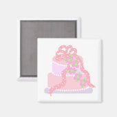 Aimant Gâteau élégant au ruban rose (Recto/Verso)
