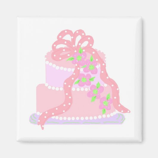 Aimant Gâteau élégant au ruban rose (Devant)