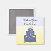 Aimant Gâteau jaune et bleu Enregistrer la date (Recto/Verso)