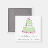 Aimant Gâteau Mariage à la menthe | Enregistrer la date (Recto/Verso)