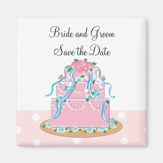 Aimant Gâteau Mariage rose doux (Devant)