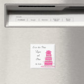 Aimant Gâteau Mariage rose Enregistrer la date (In Situ (Lave-vaisselle))