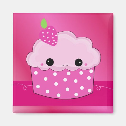 Aimant Gâteau rose aux points de fraise (Devant)