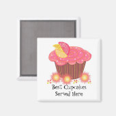 Aimant Gâteau rose avec une phrase mignonne (Recto/Verso)